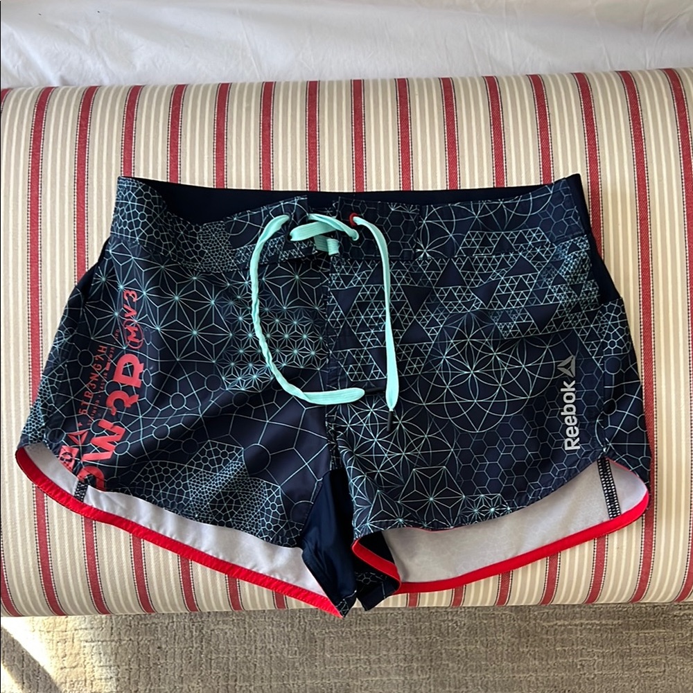 Reebok Navy Geometric Print Shorts